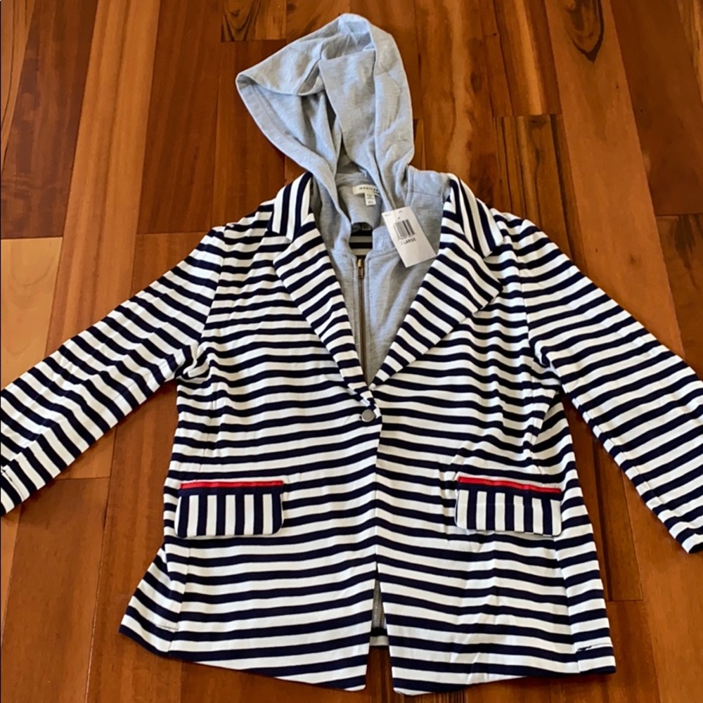 Monteau striped blazer with removable faux Hoodie